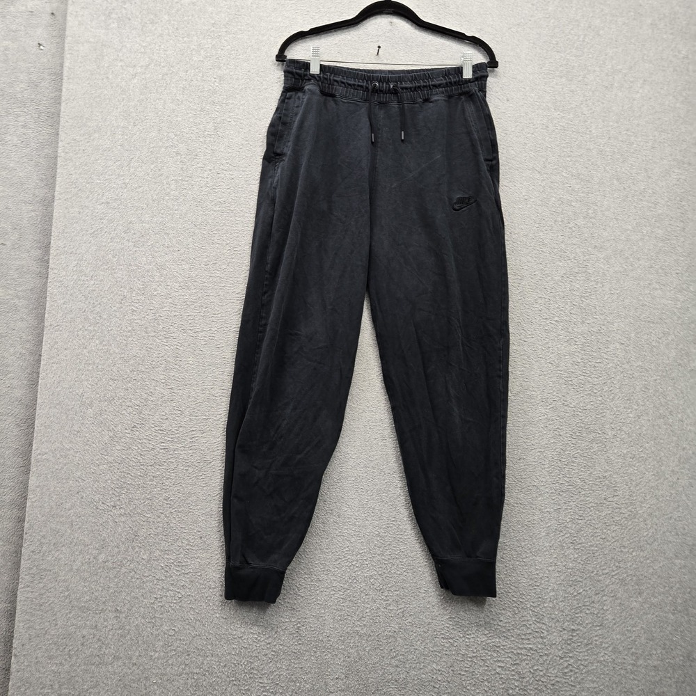 Nike Men Pants M Black Embroidered Sweatpants Jogger Logo 26" Inseam Pockets